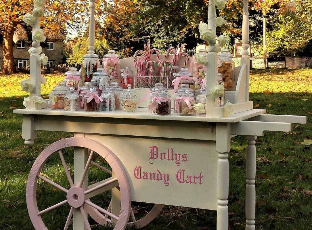 Side view of candy cart