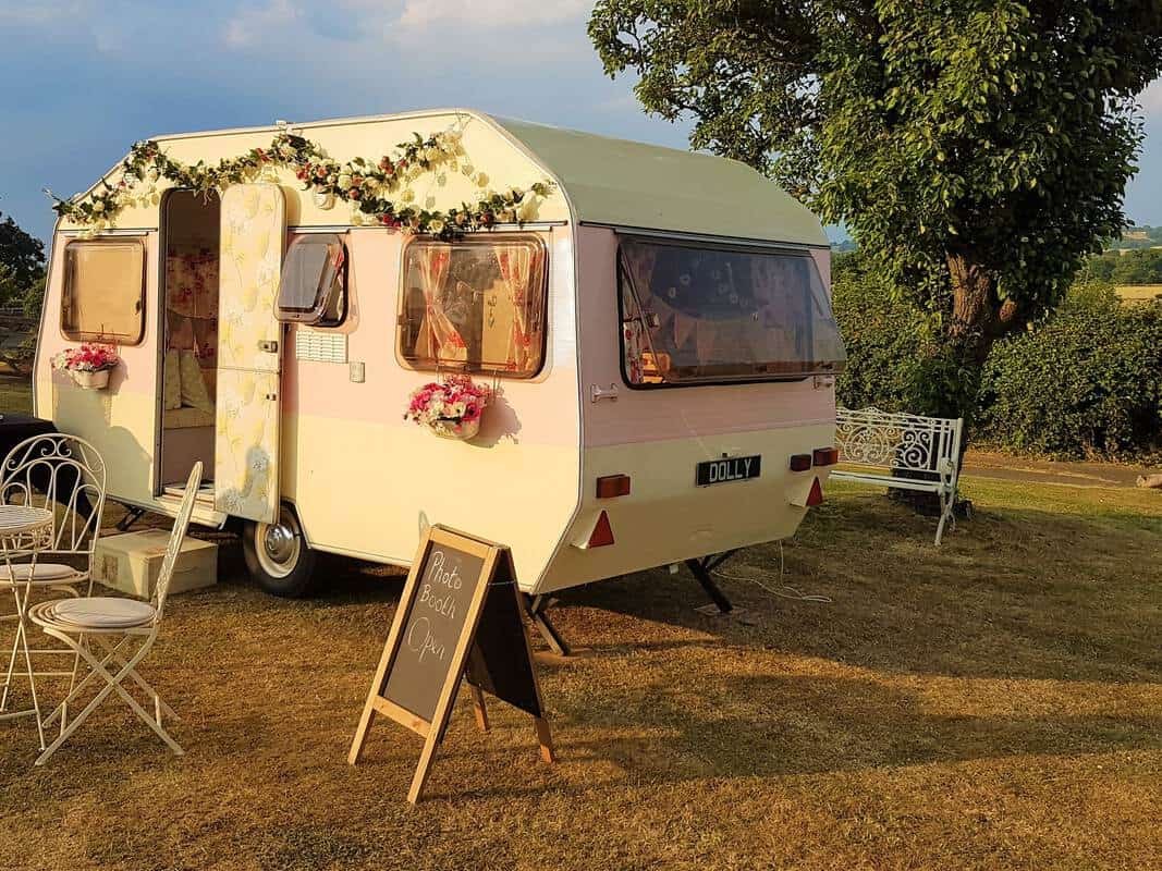 picture of Dolly the vintage caravan photo booth side view